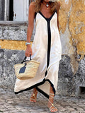Suspender Colorblock Midi Dress - White