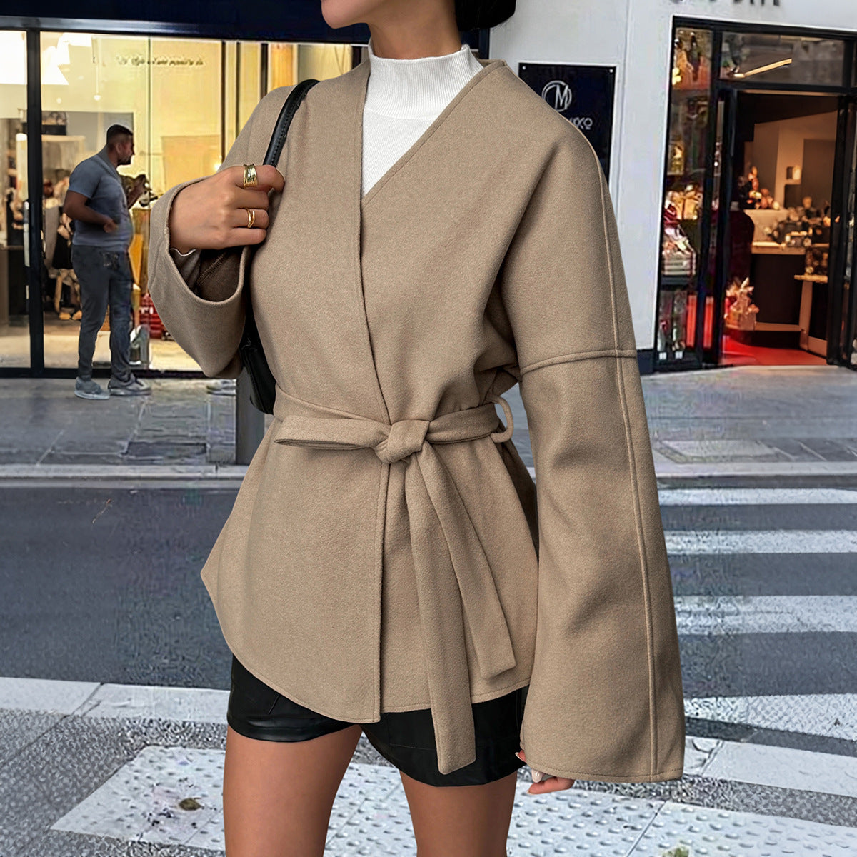 Womens Elegant Belted Trench Coat #09