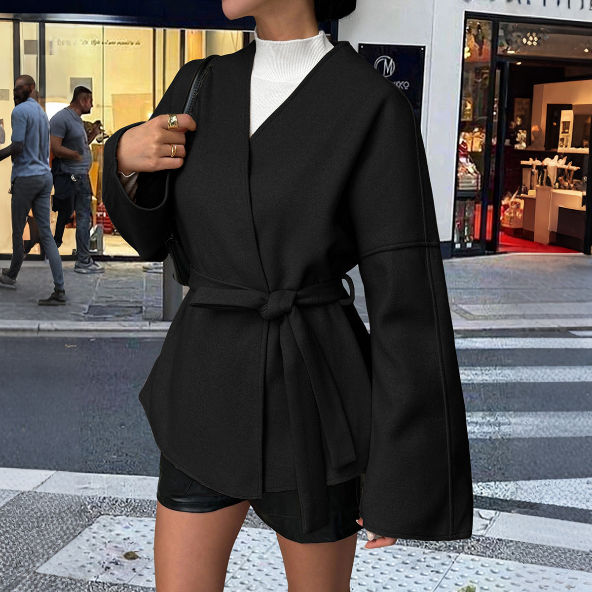 Womens Elegant Belted Trench Coat #09