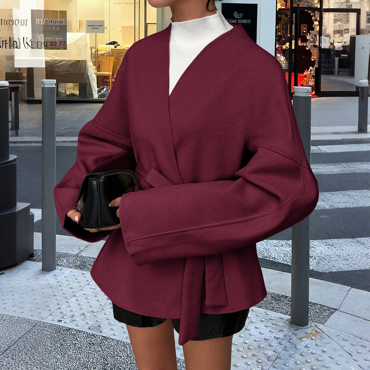Womens Elegant Belted Trench Coat #09