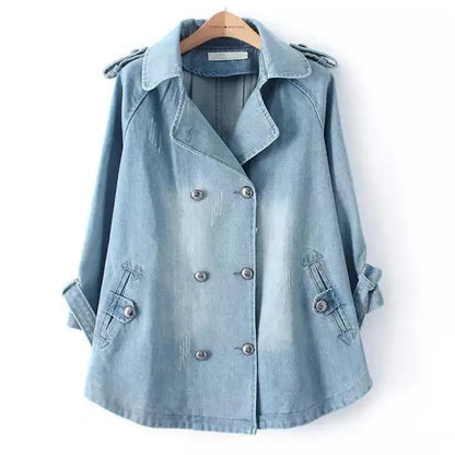 Everyday Denim Cape Coat - Light Blue