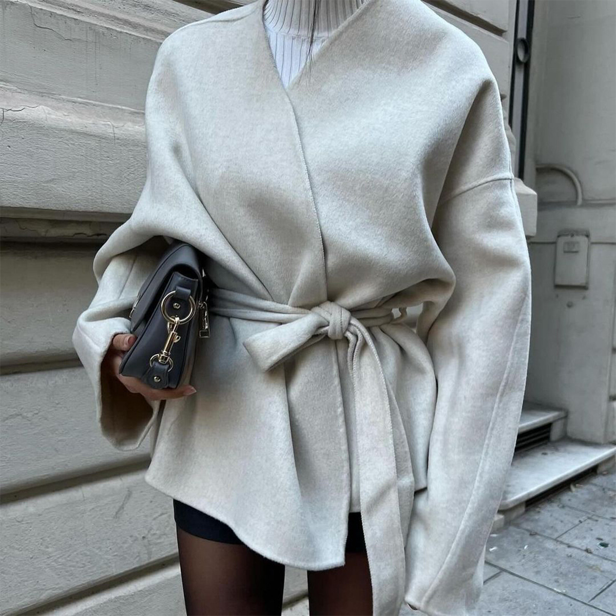 Womens Elegant Belted Trench Coat #09