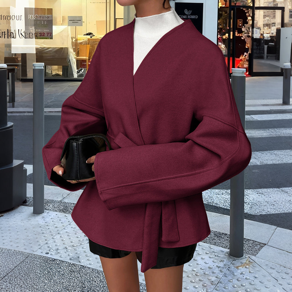 Womens Elegant Belted Trench Coat #09