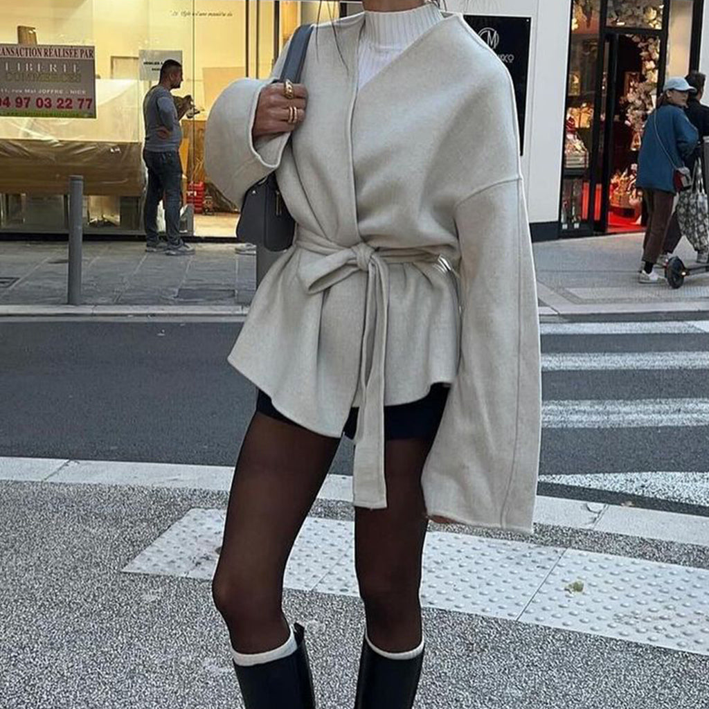 Womens Elegant Belted Trench Coat #09