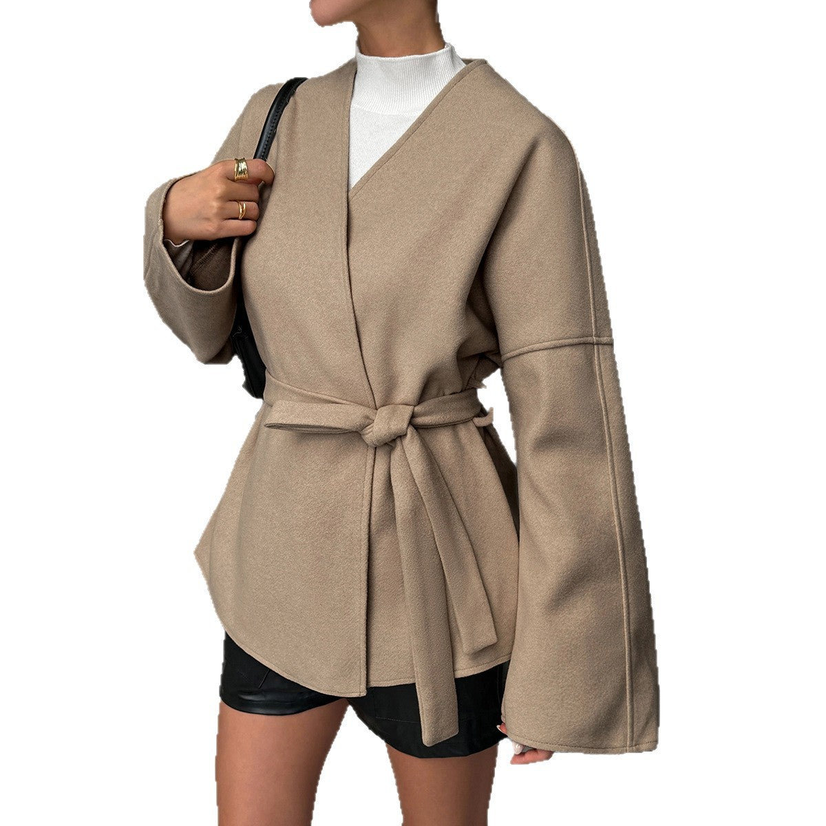 Womens Elegant Belted Trench Coat #09