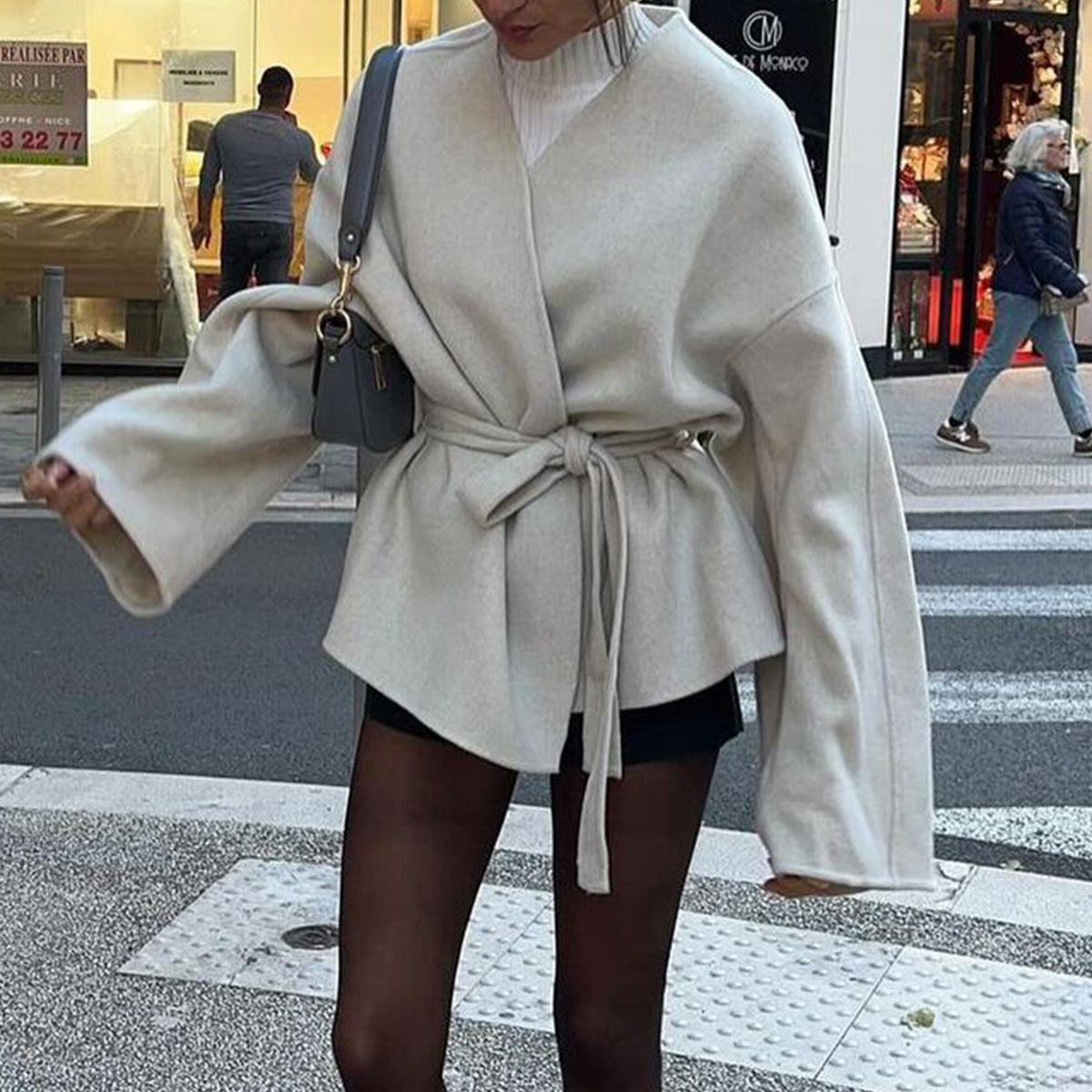 Womens Elegant Belted Trench Coat #09