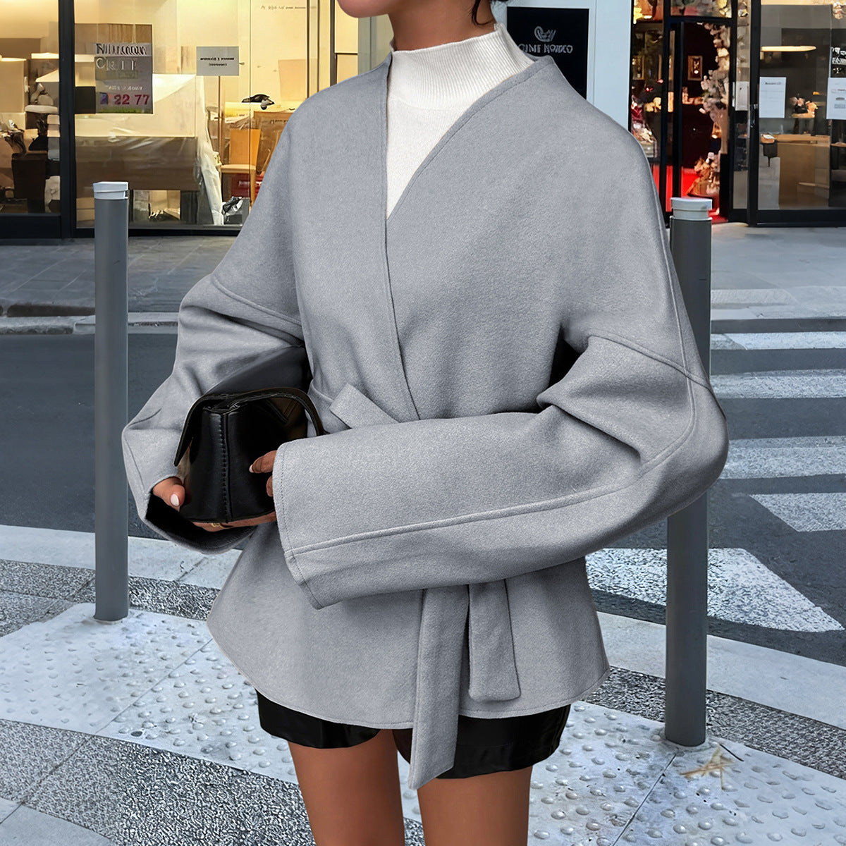 Womens Elegant Belted Trench Coat #09